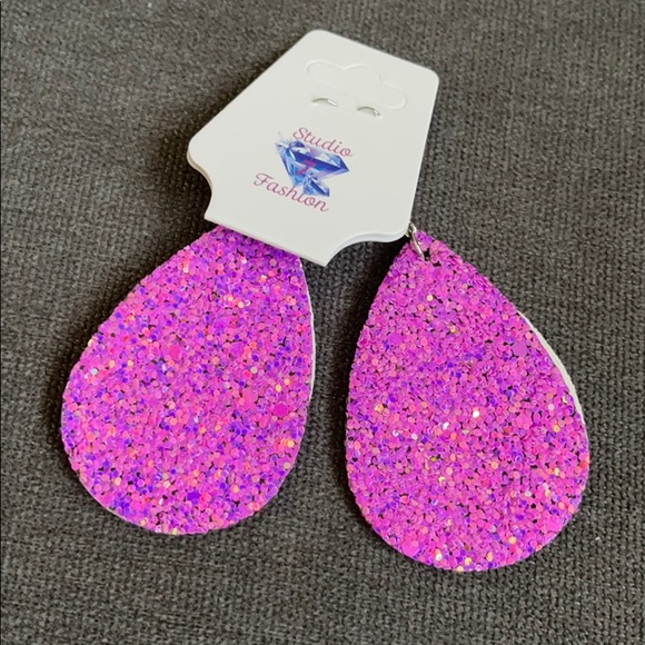 Purple Glitter Earrings - Picture 3 of 3